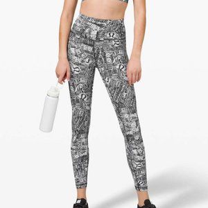 Lululemon Wunder Train High-Rise Tight 25" Tear It Up Alpine White Black Size 2